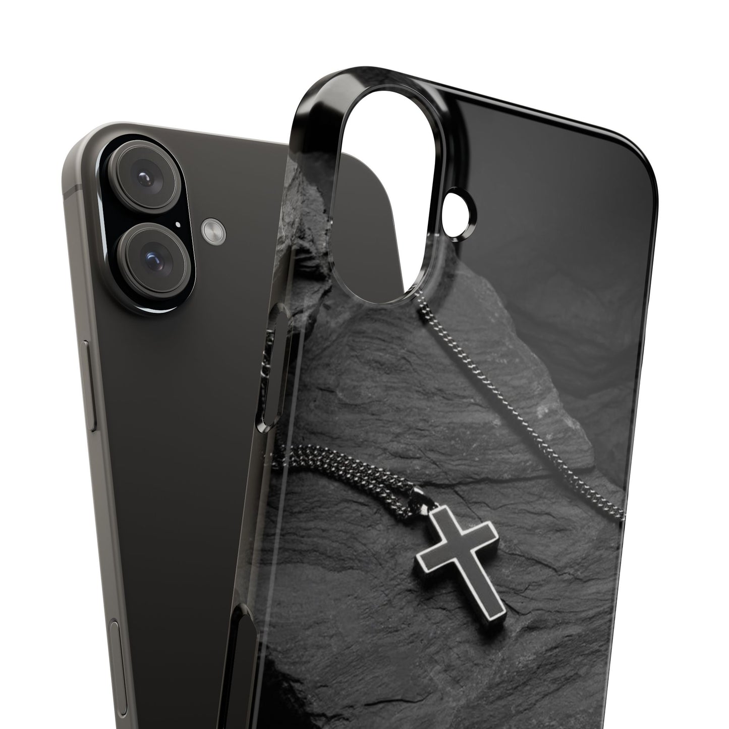 Minimalist Black Cross Slim Phone Case - Stylish & Modern Design