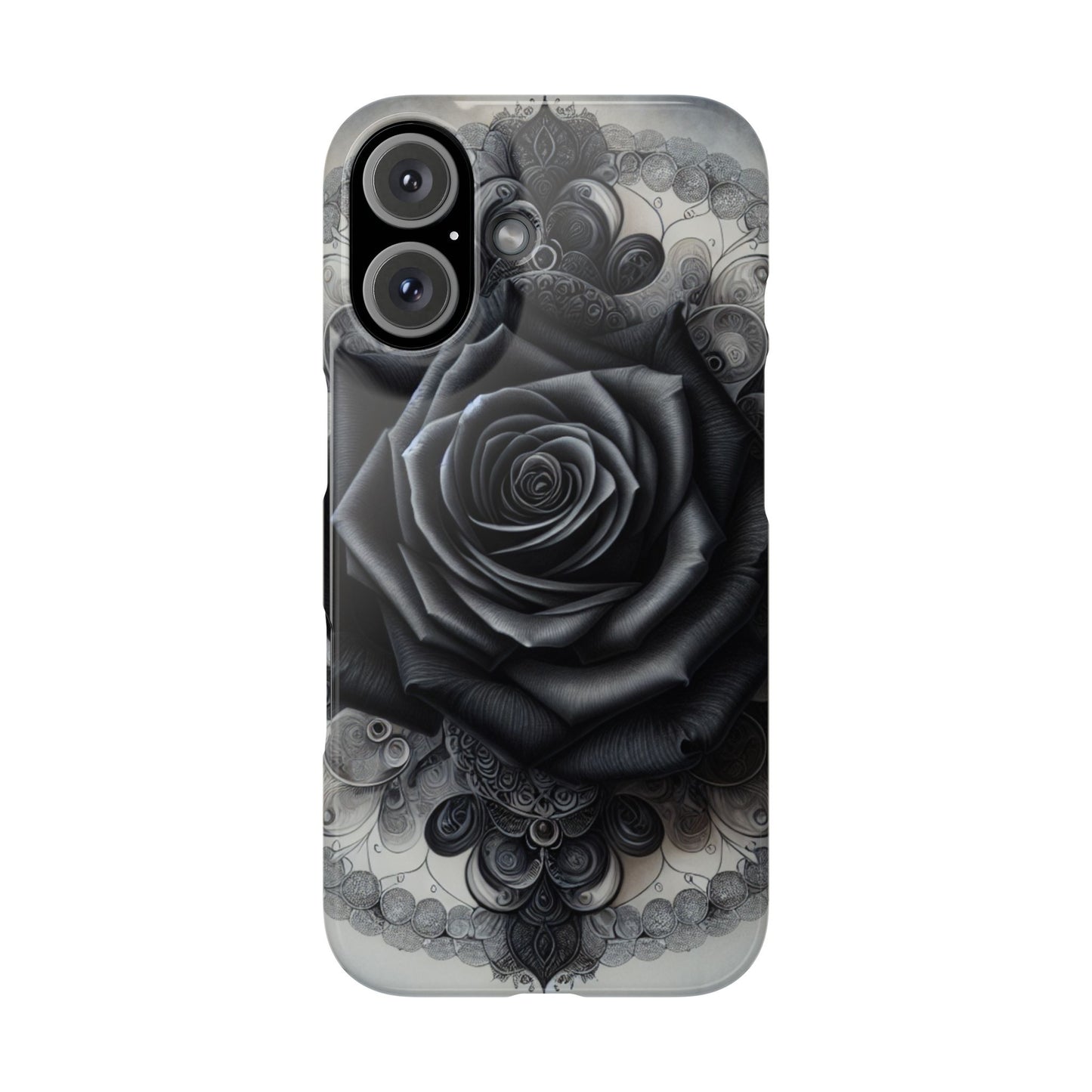 Elegant Black Rose Slim Phone Case for Stylish Protection