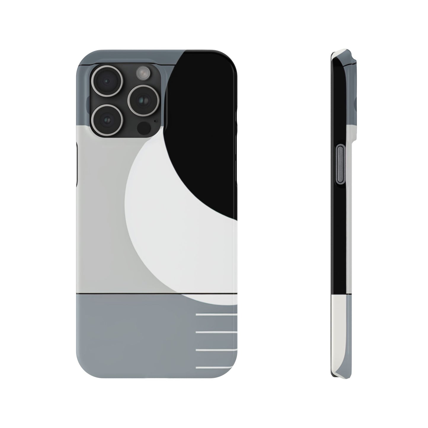 Minimalist Abstract Slim Phone Case - Modern Black and Gray Design