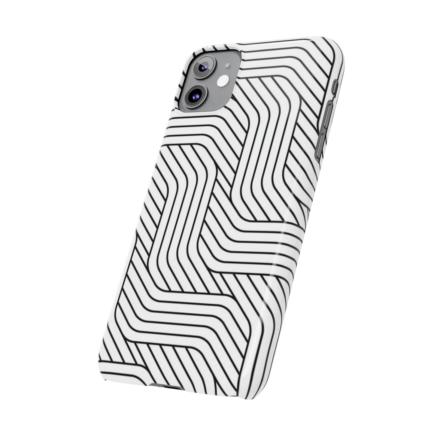 Stylish Geometric Slim Phone Case - Sleek Black and White Design for Minimalist Aesthetics