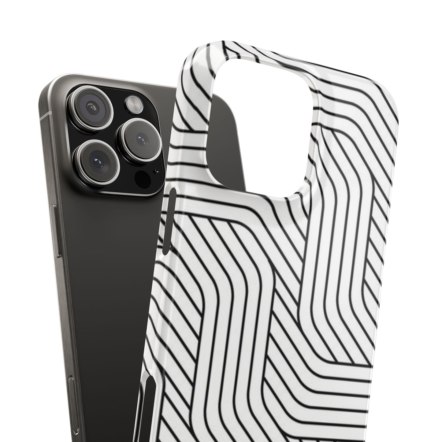 Stylish Geometric Slim Phone Case - Sleek Black and White Design for Minimalist Aesthetics