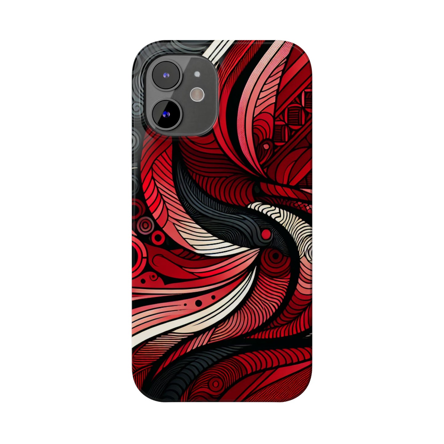 Artistic Red Swirl Slim Phone Case - Trendy Design for Stylish Protection