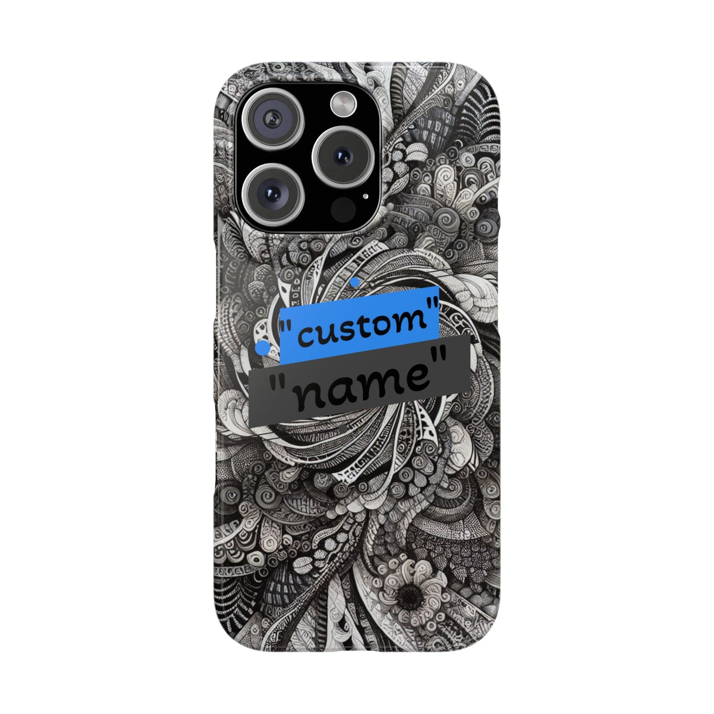 Customizable Slim Phone Cases - Personalized Black Swirl Design