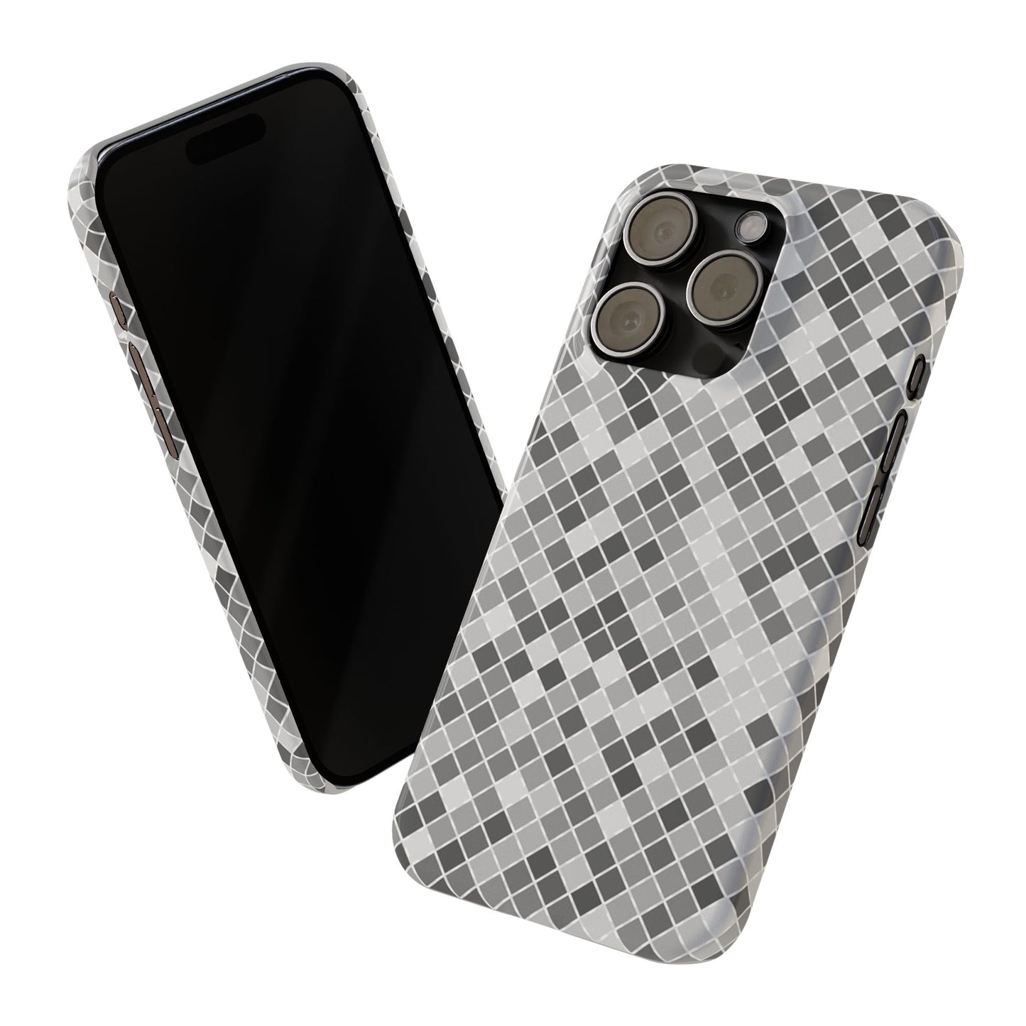 Chic Grey Mosaic Slim Phone Case - Stylish Protection for Modern Lifestyle