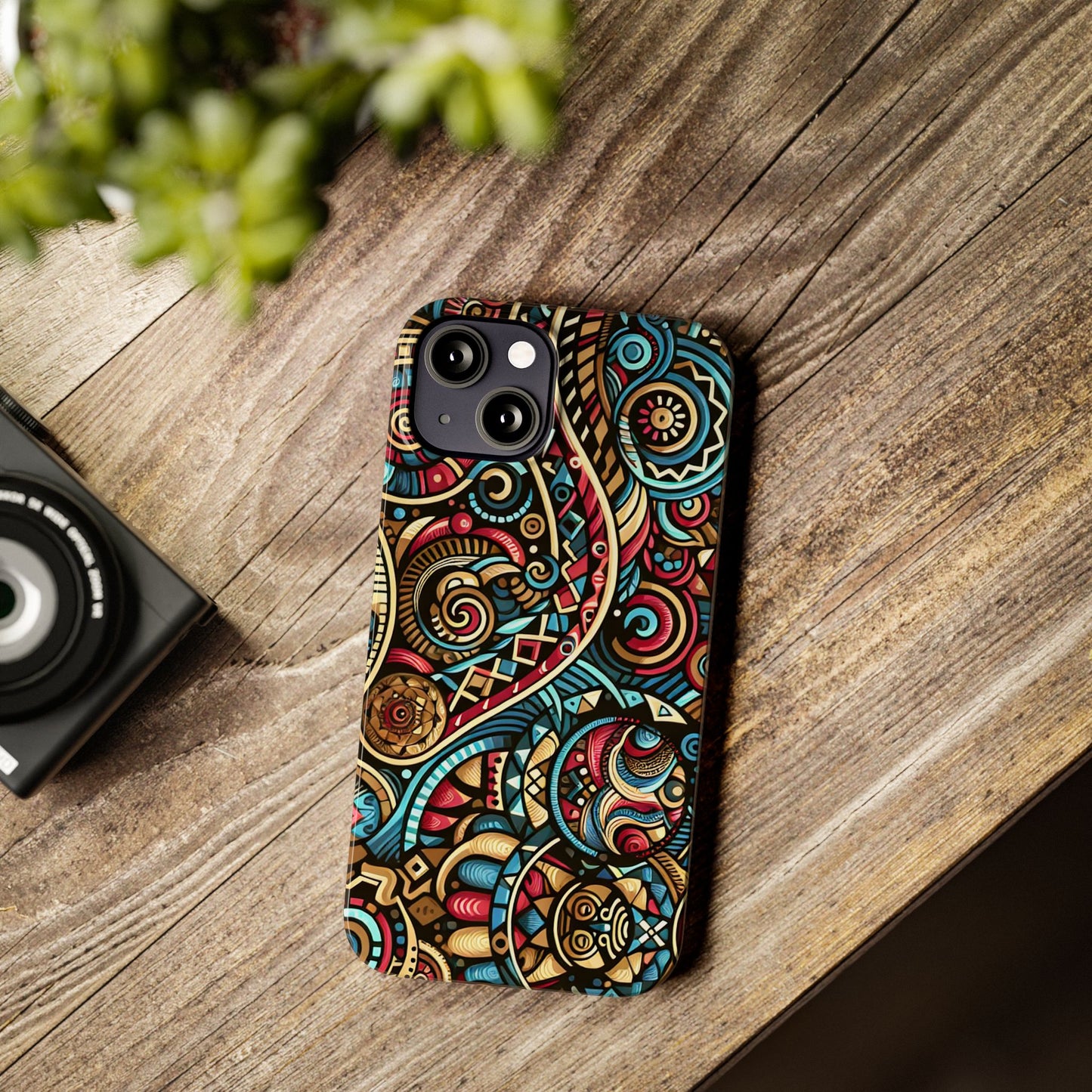 Vibrant Bohemian Slim Phone Case - Artistic Swirl Design