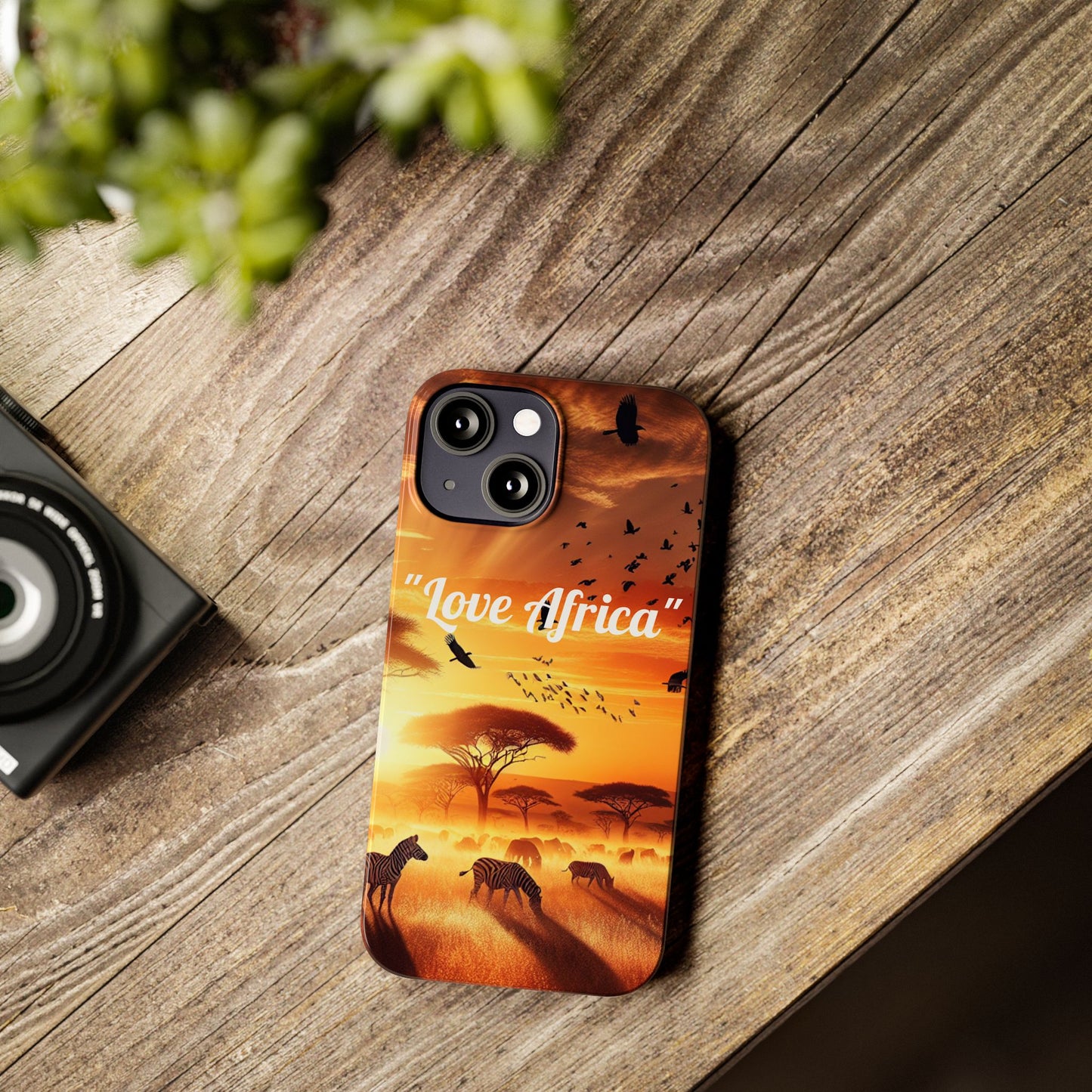 Slim Phone Case - "Love Africa" Sunset Design - Perfect Gift for Nature Lovers