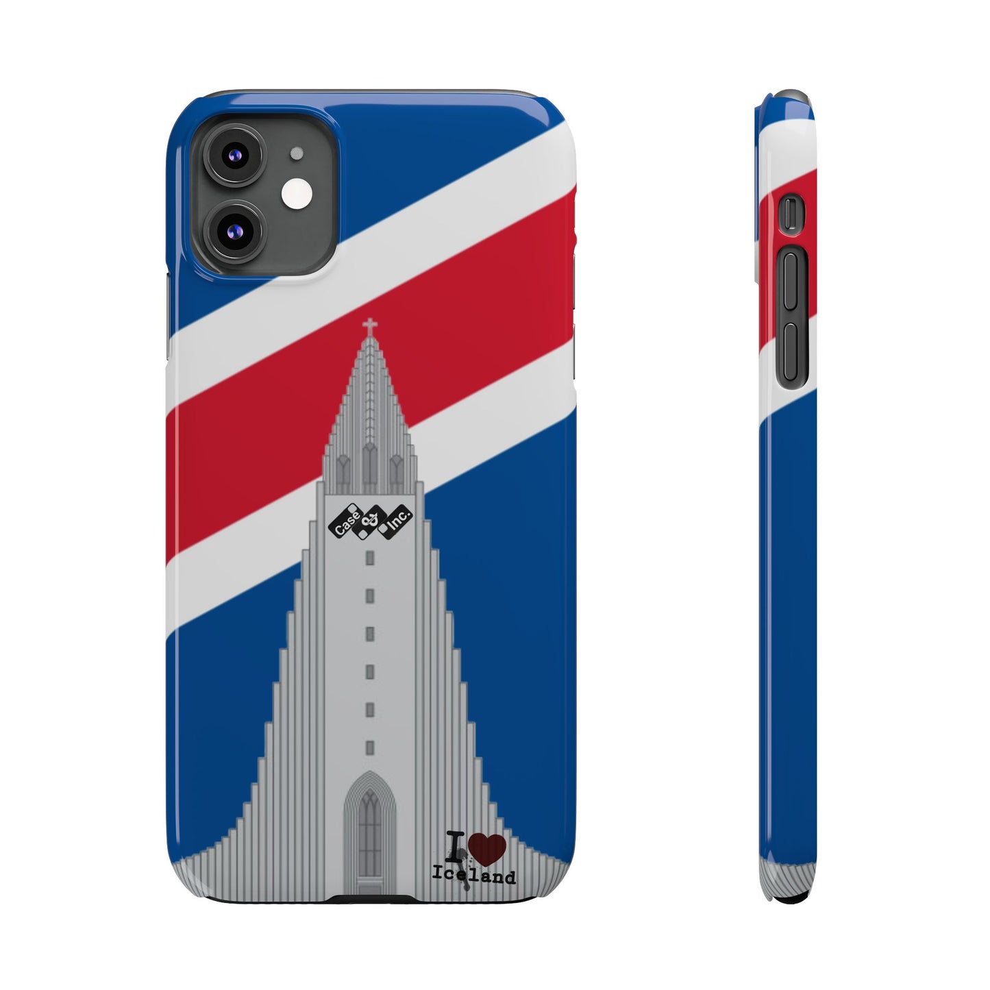 I Love Iceland Slim Phone Case - Colorful Reykjavík Landmark Design