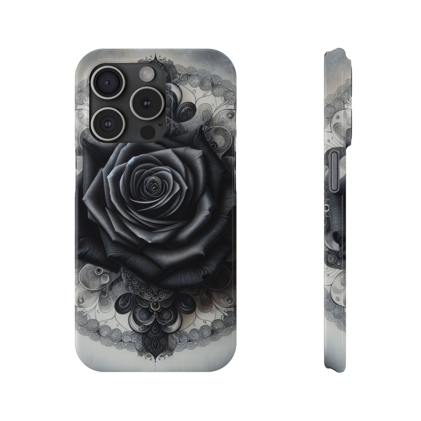 Elegant Black Rose Slim Phone Case for Stylish Protection