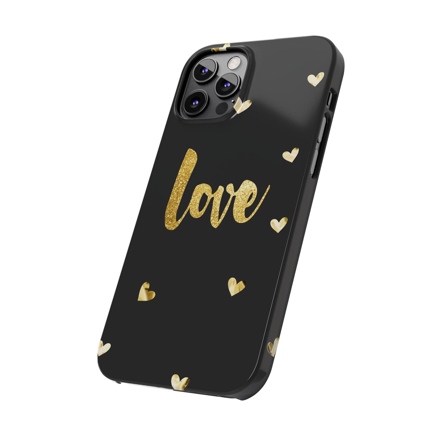 Glitter Love Slim Phone Case - Stylish Black Love Design