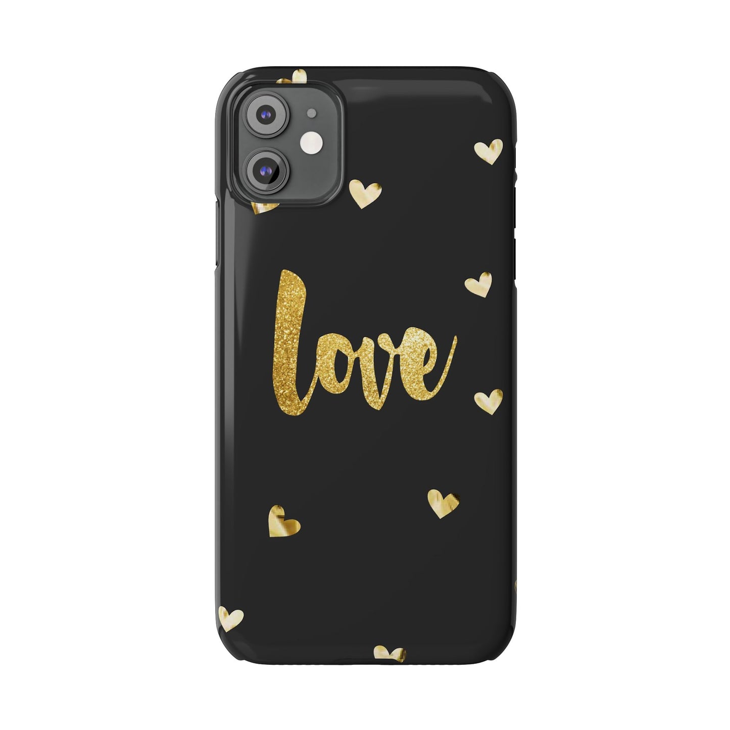 Glitter Love Slim Phone Case - Stylish Black Love Design