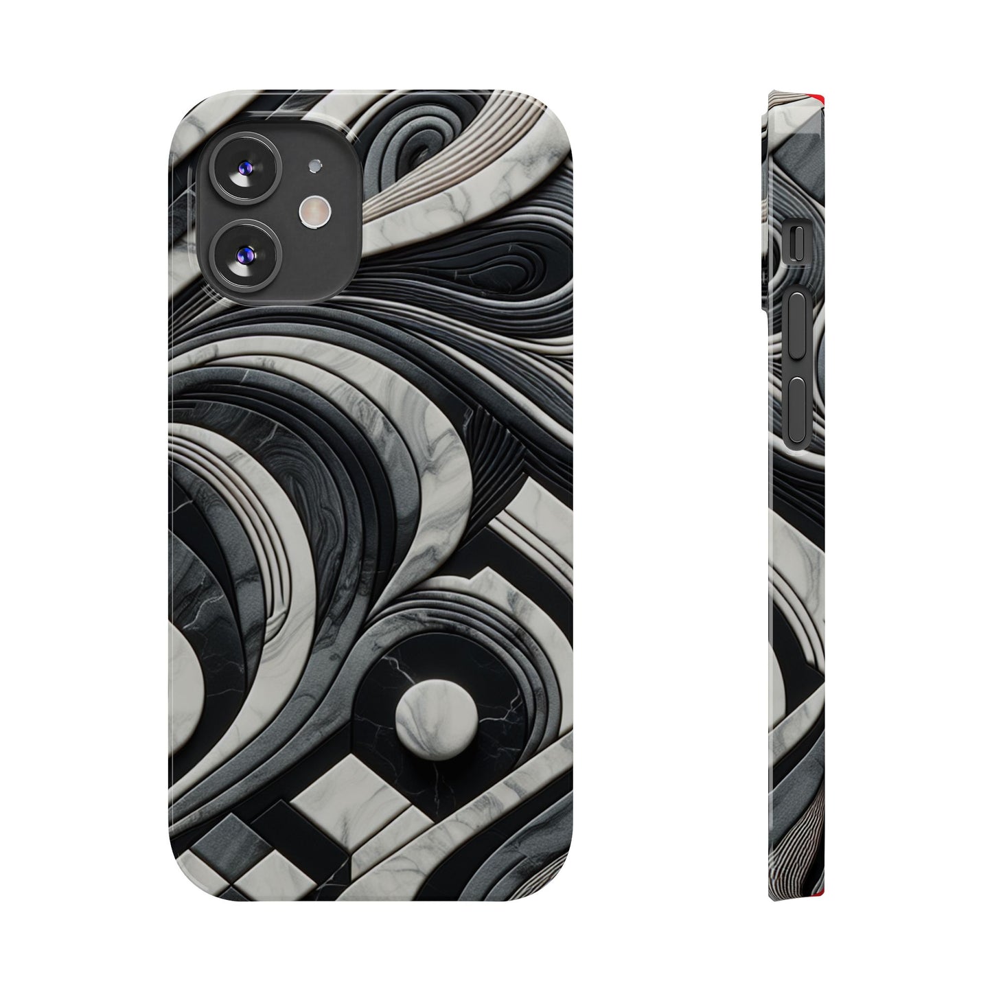 Elegant Marble Slim Phone Case - Stylish Black & White Design