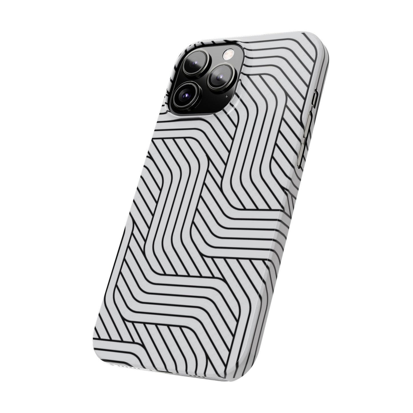 Stylish Geometric Slim Phone Case - Sleek Black and White Design for Minimalist Aesthetics