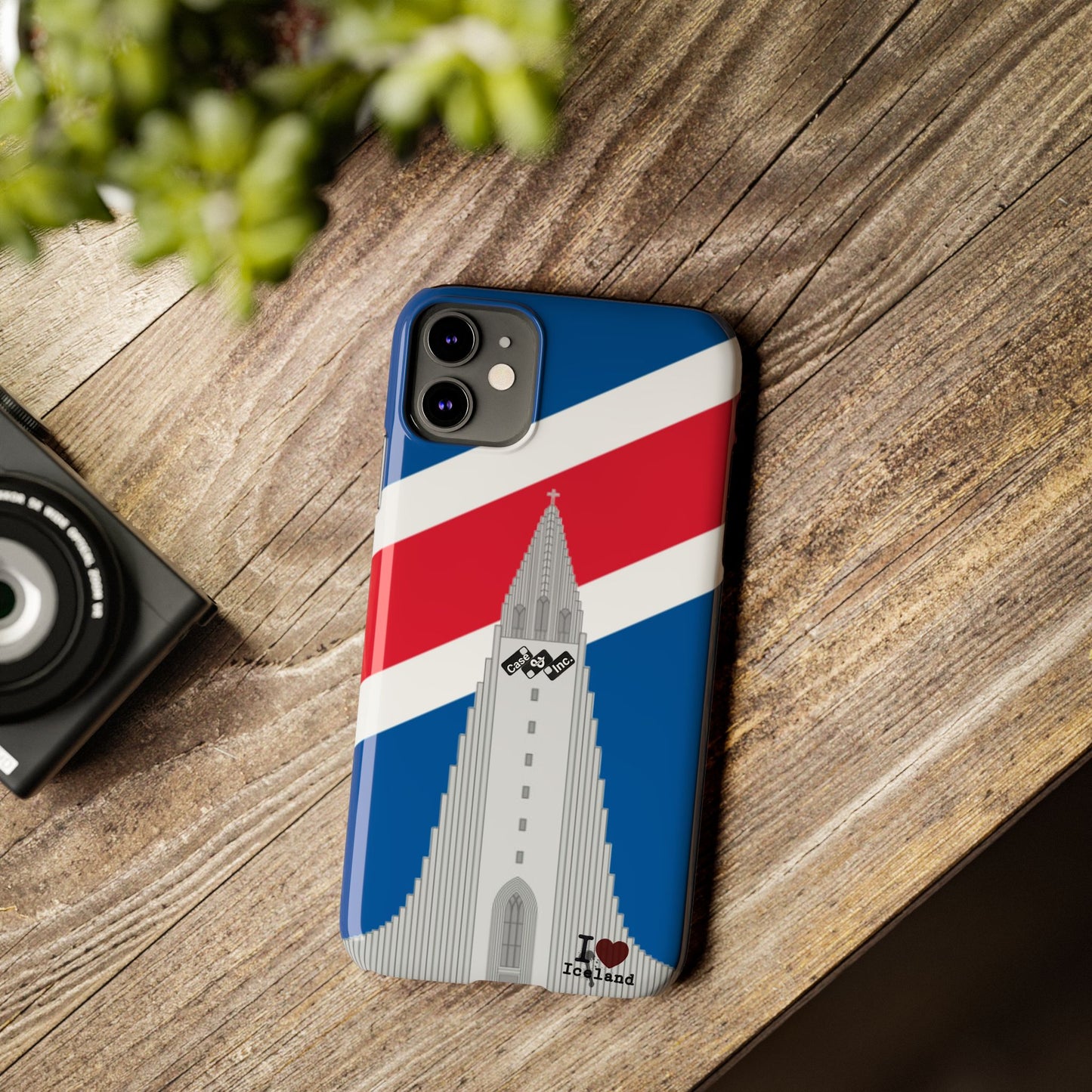 I Love Iceland Slim Phone Case - Colorful Reykjavík Landmark Design