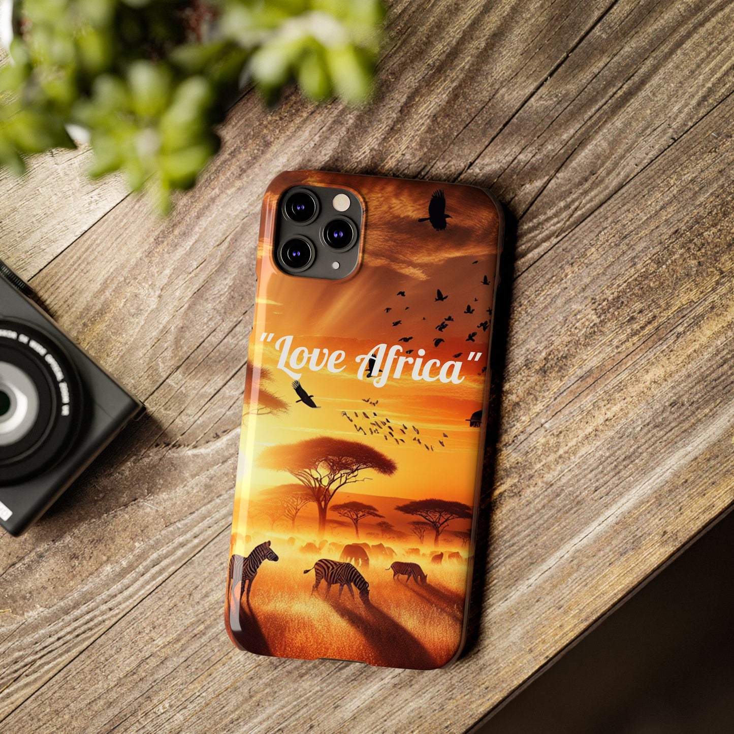 Slim Phone Case - "Love Africa" Sunset Design - Perfect Gift for Nature Lovers