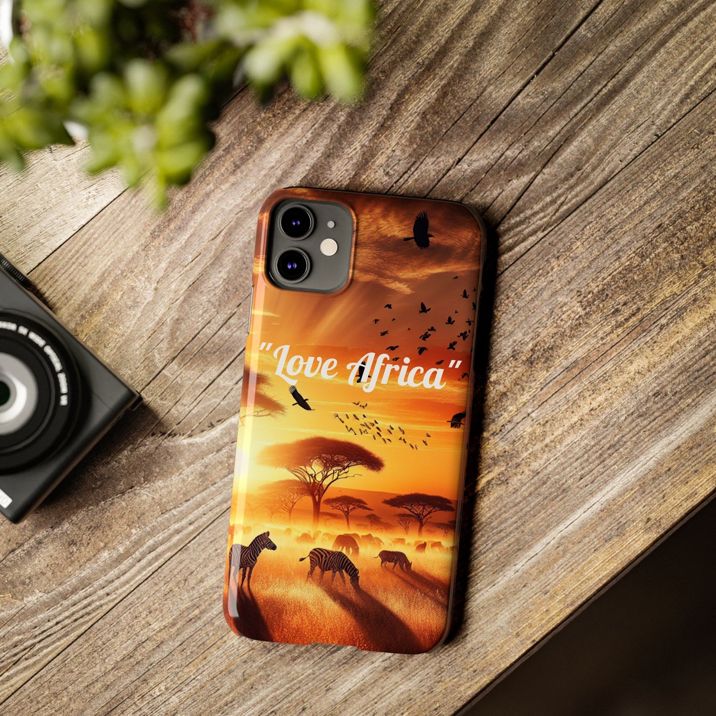 Slim Phone Case - "Love Africa" Sunset Design - Perfect Gift for Nature Lovers