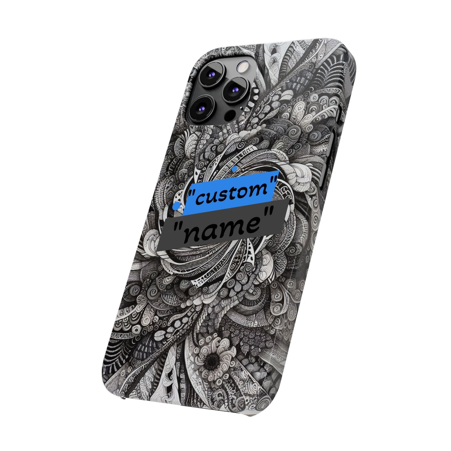 Customizable Slim Phone Cases - Personalized Black Swirl Design