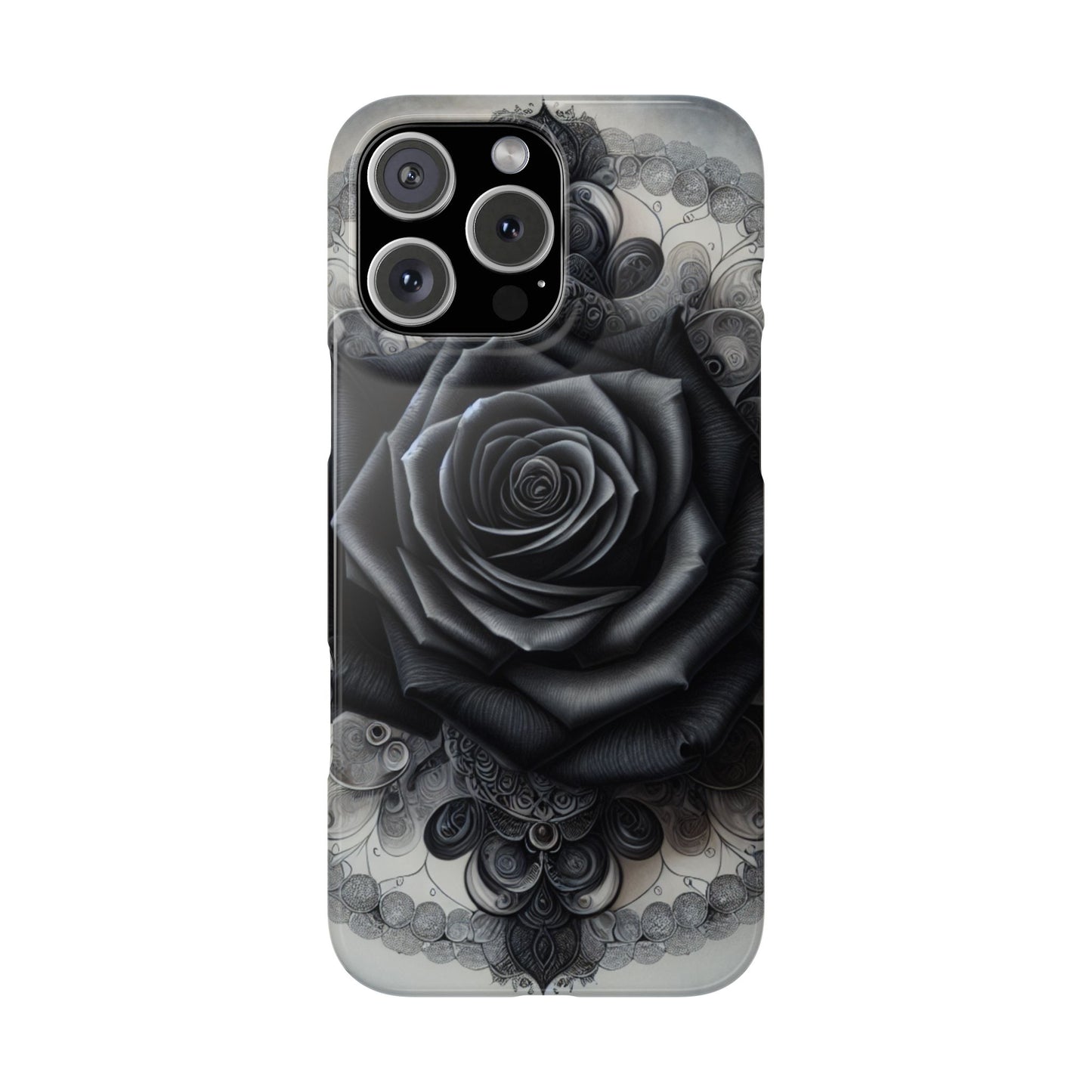 Elegant Black Rose Slim Phone Case for Stylish Protection