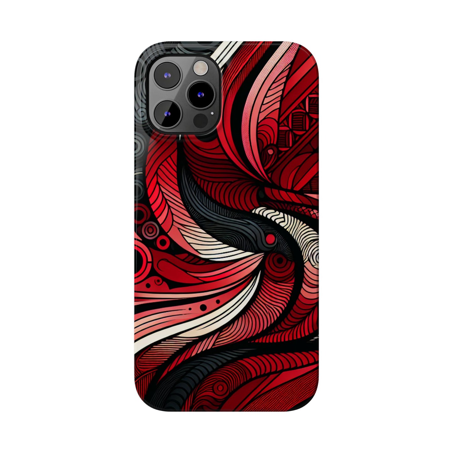 Artistic Red Swirl Slim Phone Case - Trendy Design for Stylish Protection