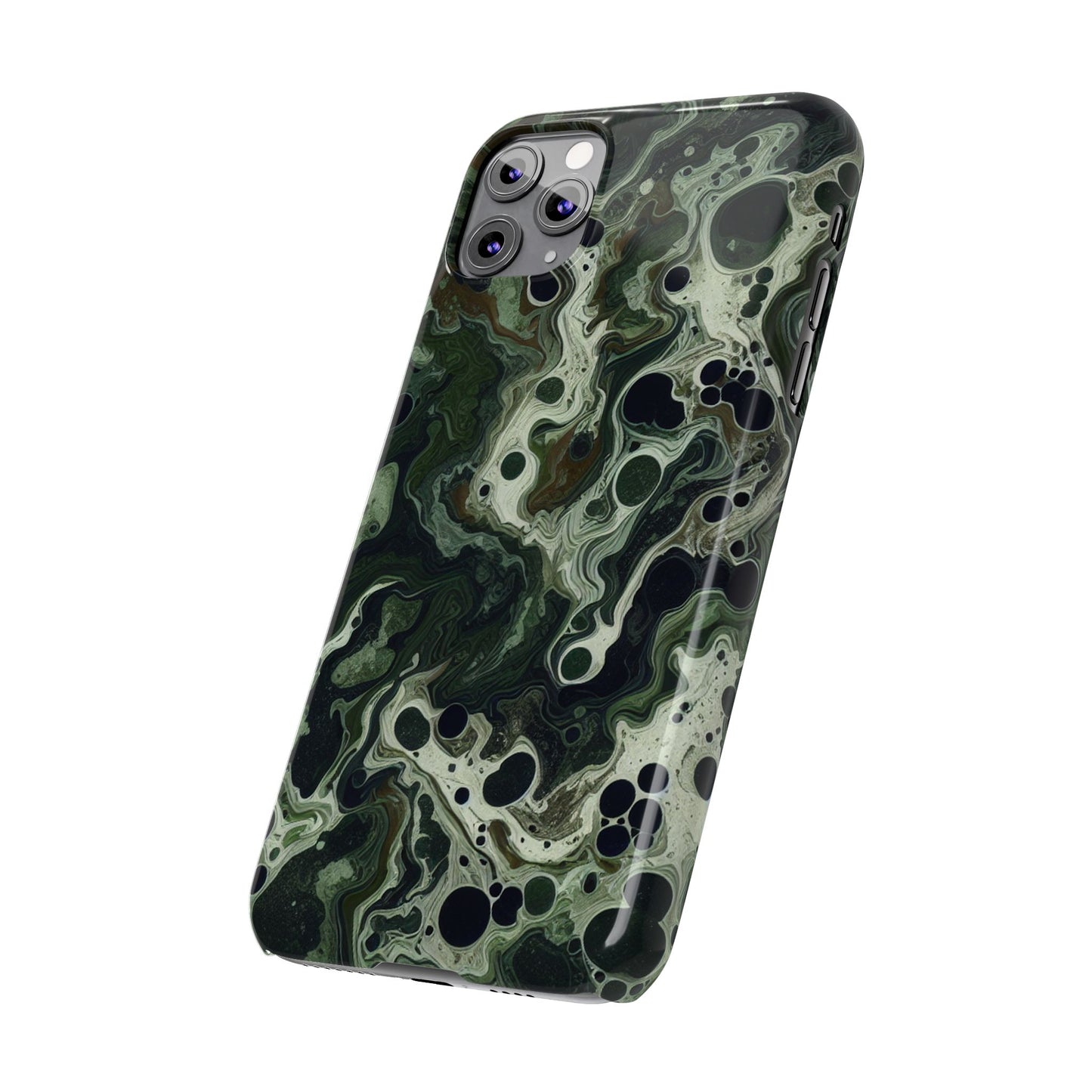 Marbled Green Slim Phone Case - Stylish Protection for Nature Lovers