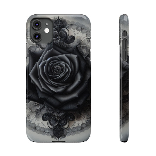 Elegant Black Rose Slim Phone Case for Stylish Protection