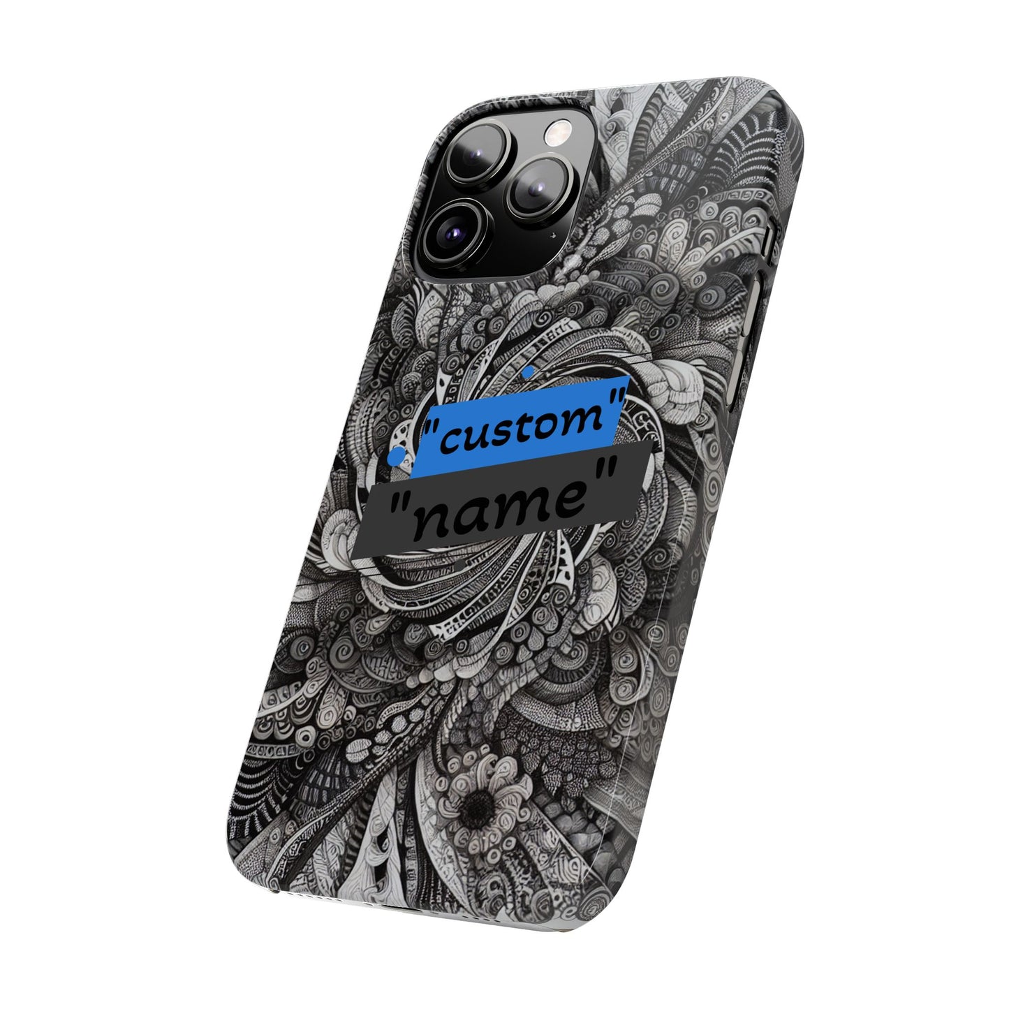 Customizable Slim Phone Cases - Personalized Black Swirl Design