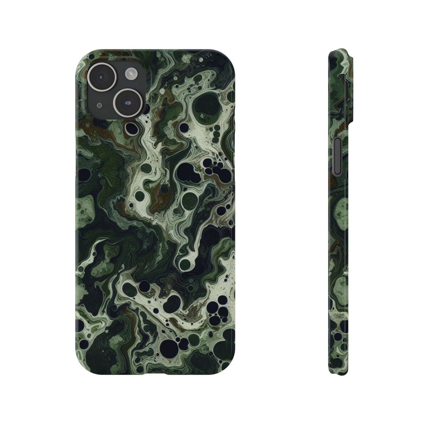 Marbled Green Slim Phone Case - Stylish Protection for Nature Lovers