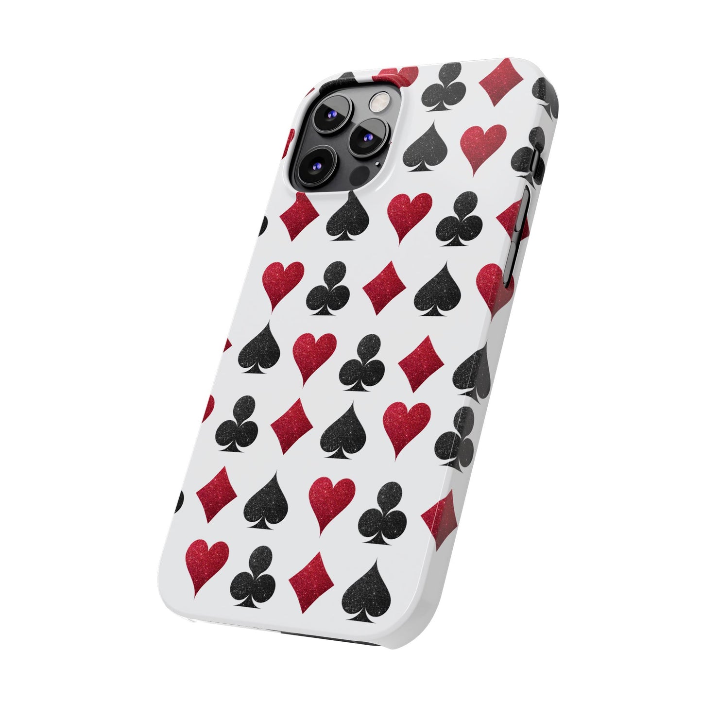 Stylish Playing Card Slim Phone Case - Red & Black Design