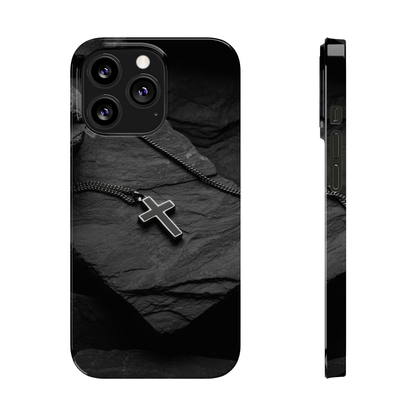 Minimalist Black Cross Slim Phone Case - Stylish & Modern Design