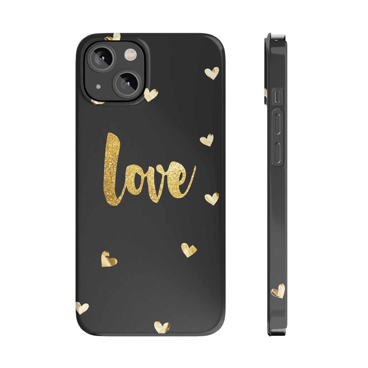 Glitter Love Slim Phone Case - Stylish Black Love Design