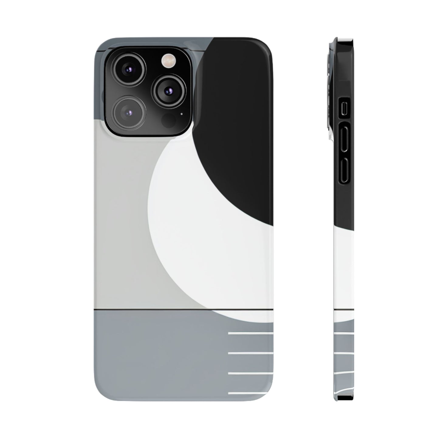 Minimalist Abstract Slim Phone Case - Modern Black and Gray Design