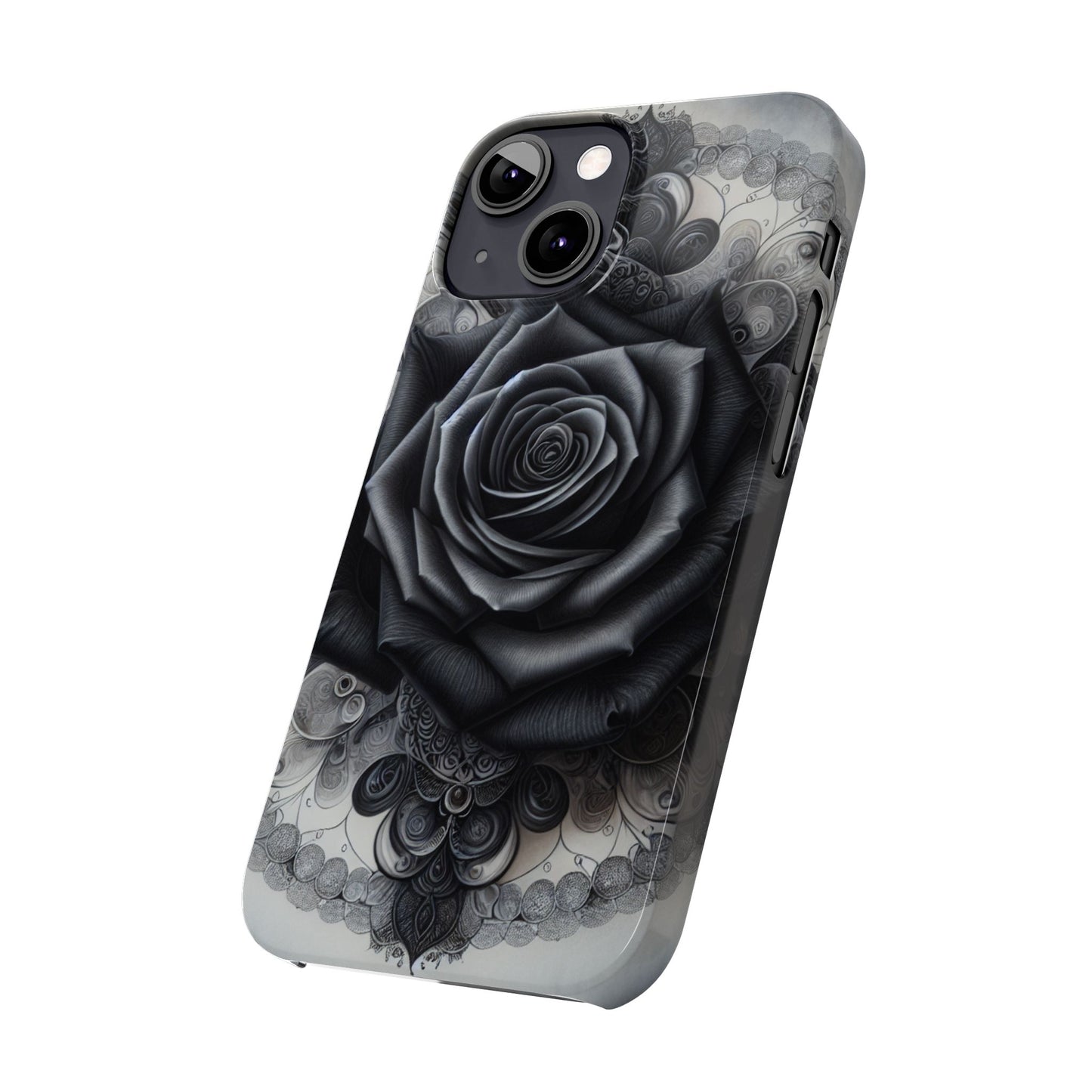 Elegant Black Rose Slim Phone Case for Stylish Protection