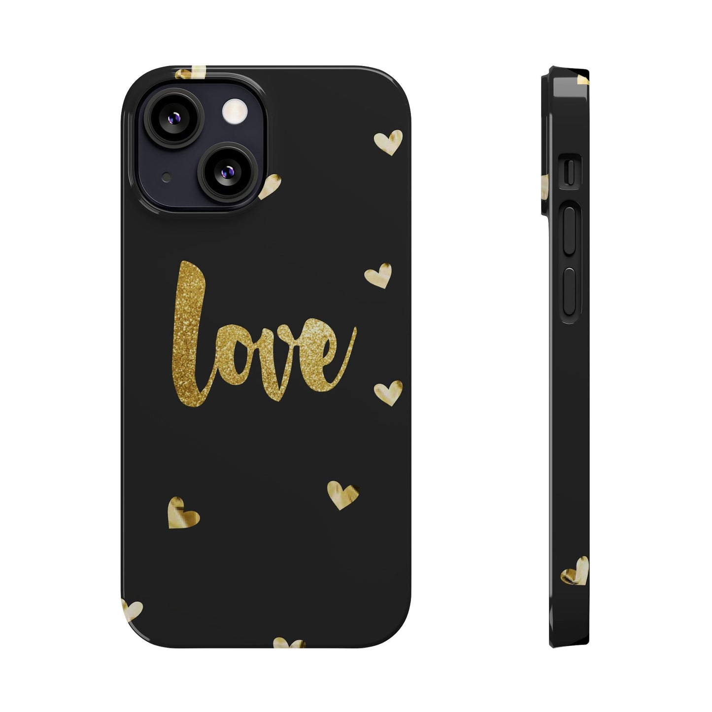 Glitter Love Slim Phone Case - Stylish Black Love Design