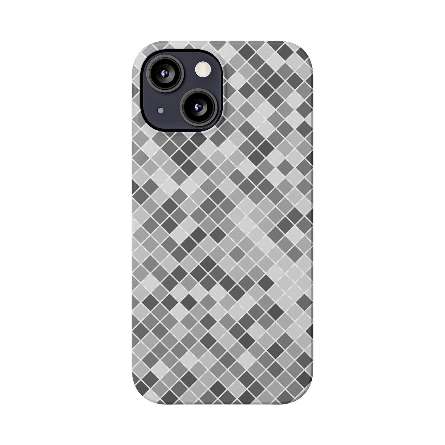 Chic Grey Mosaic Slim Phone Case - Stylish Protection for Modern Lifestyle