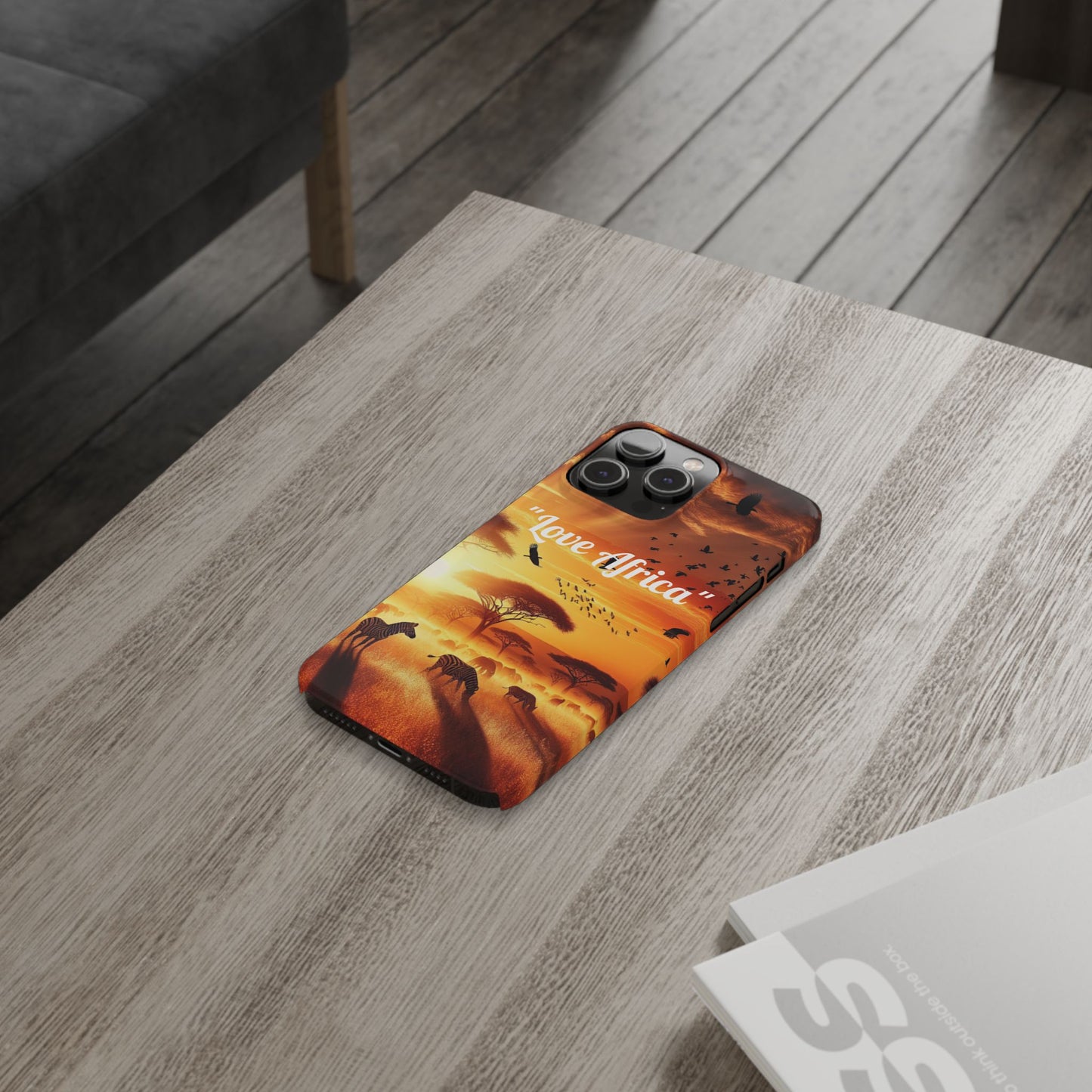 Slim Phone Case - "Love Africa" Sunset Design - Perfect Gift for Nature Lovers