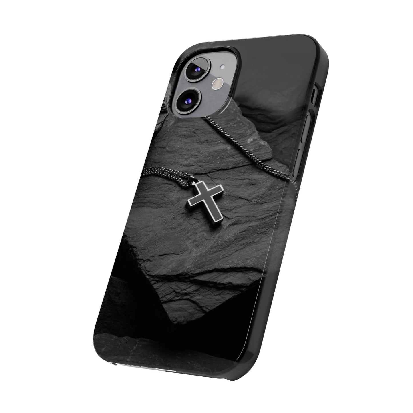 Minimalist Black Cross Slim Phone Case - Stylish & Modern Design