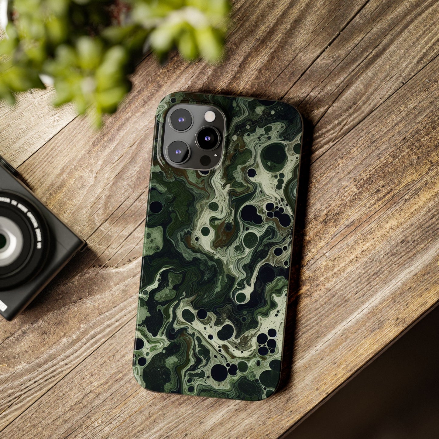 Marbled Green Slim Phone Case - Stylish Protection for Nature Lovers