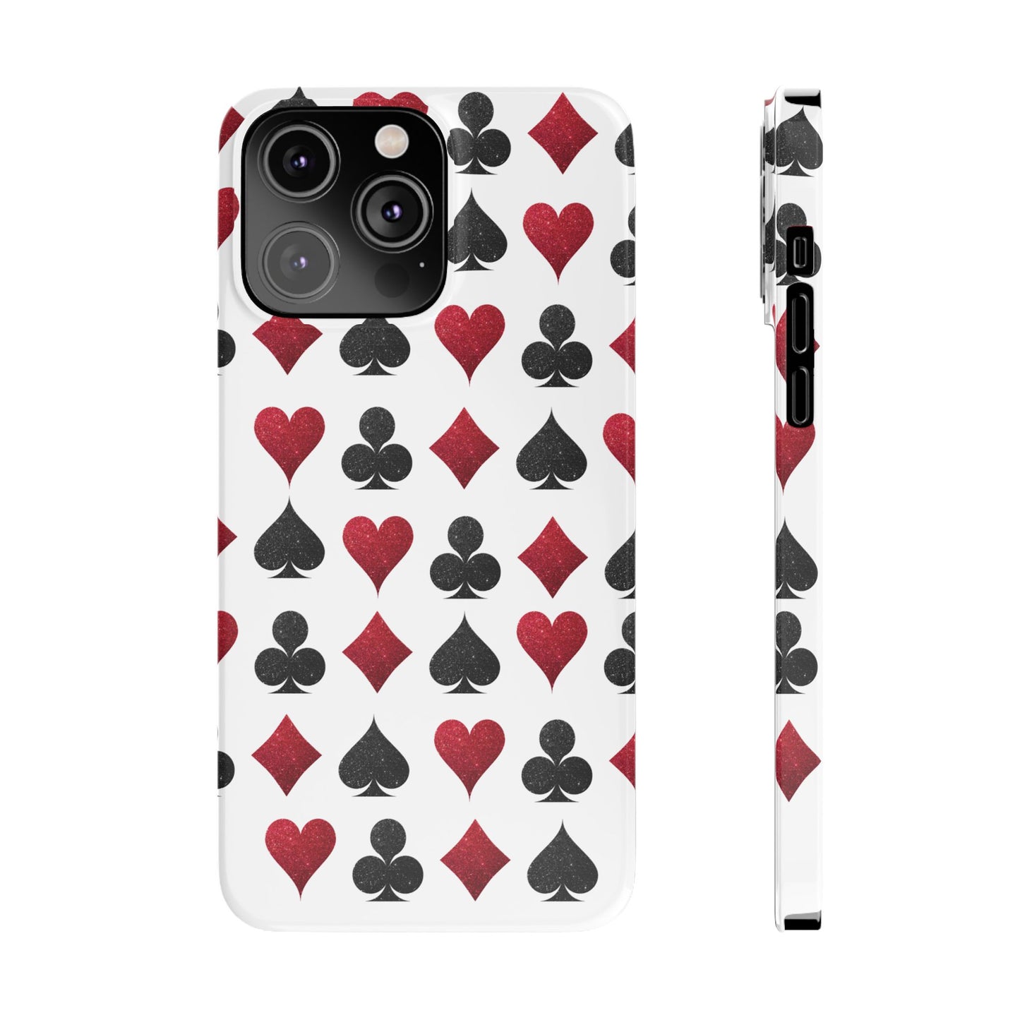 Stylish Playing Card Slim Phone Case - Red & Black Design