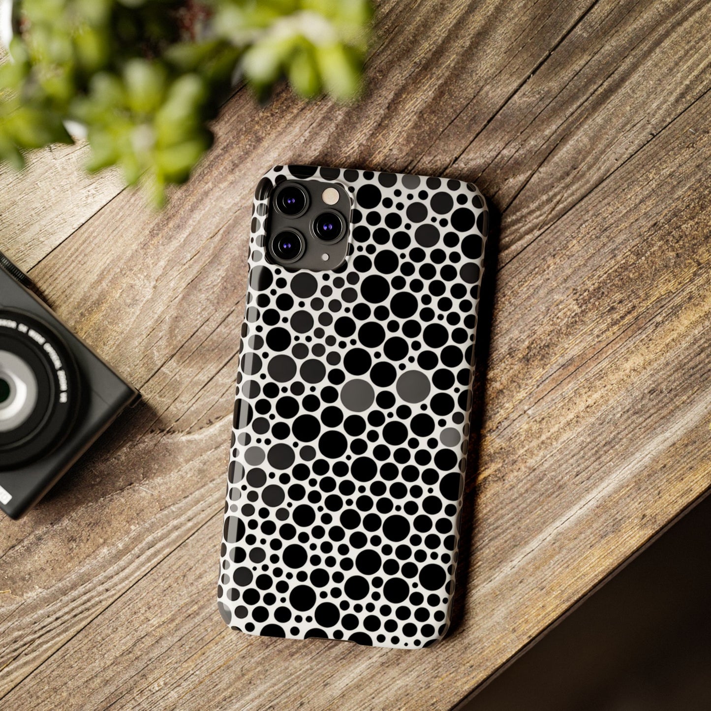 Modern Black Polka Dot Slim Phone Case - Stylish & Protective Cover