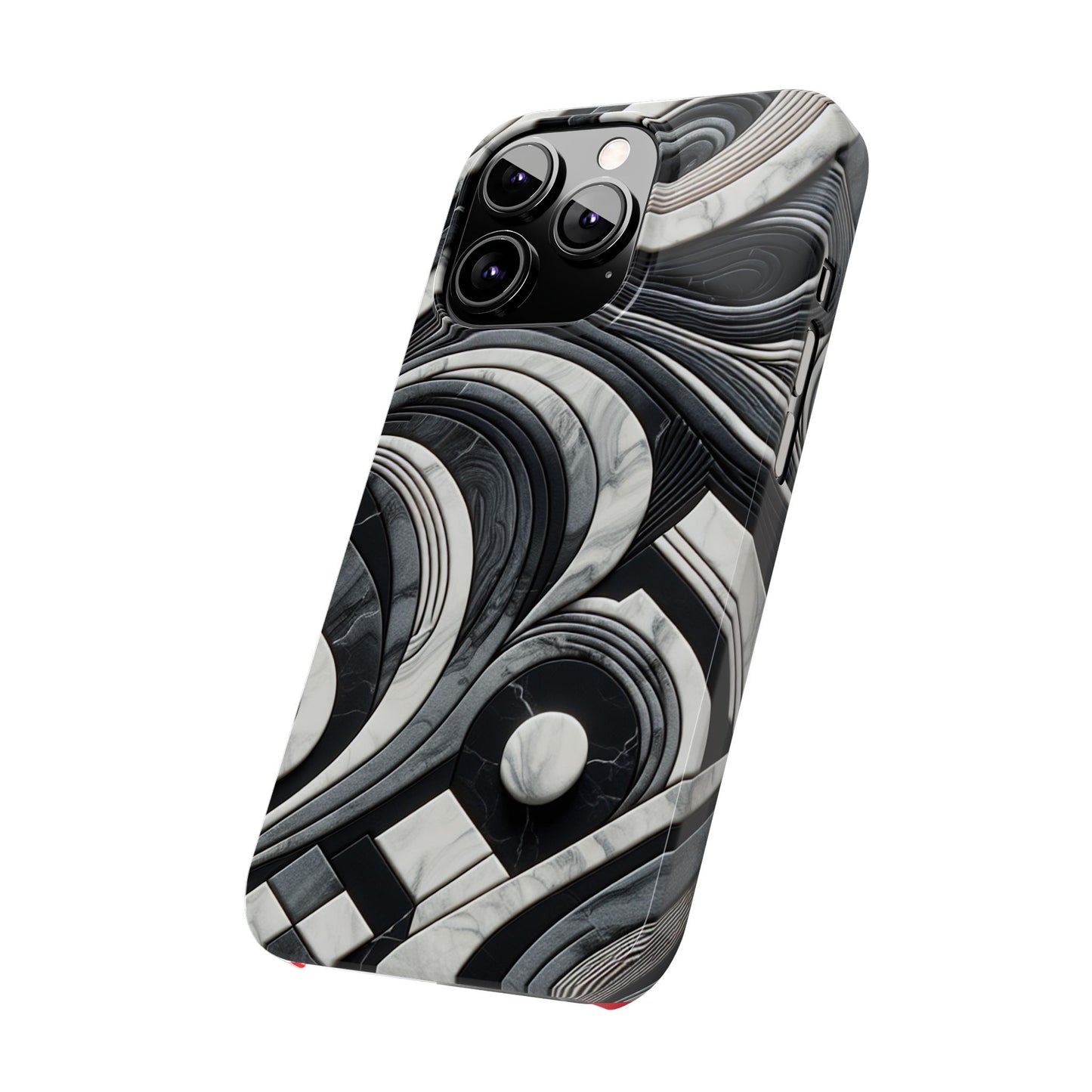 Elegant Marble Slim Phone Case - Stylish Black & White Design