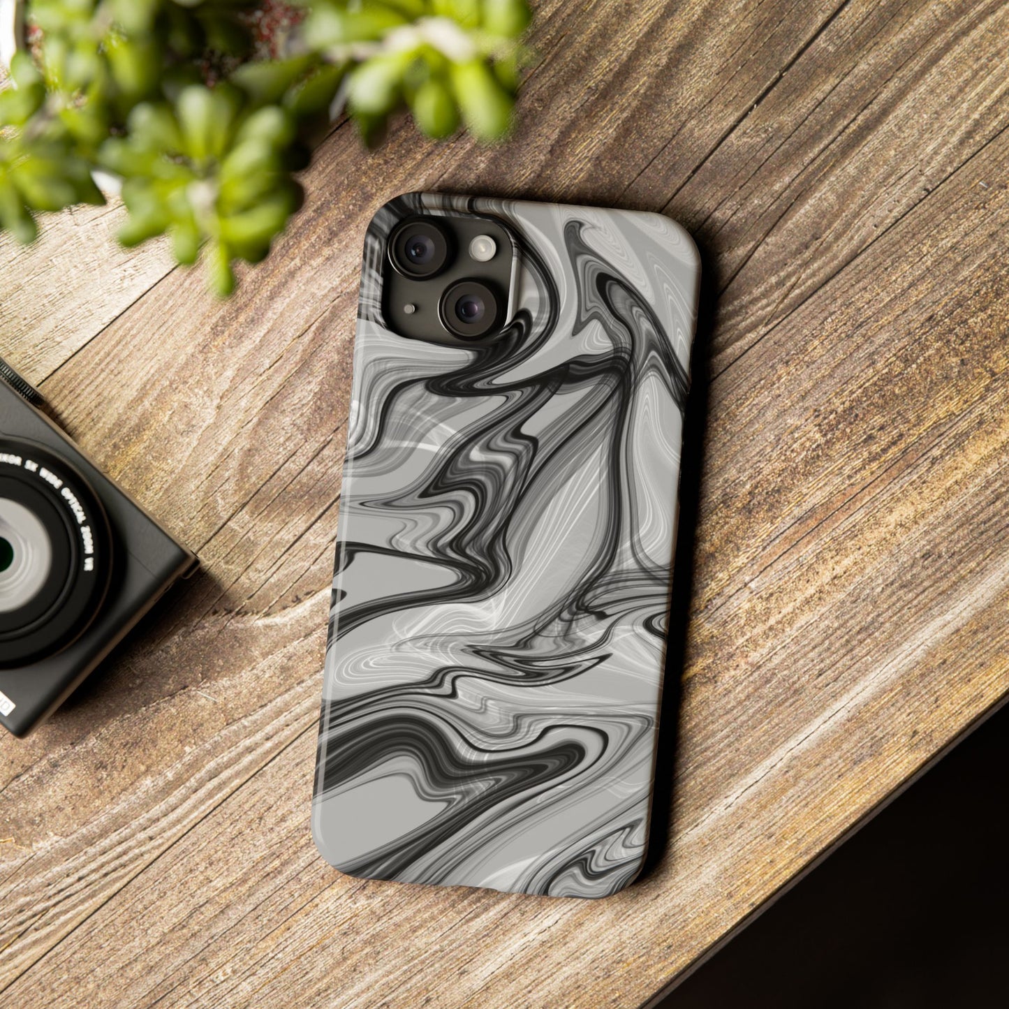 Stylish Black and Gray Abstract Slim Phone Case