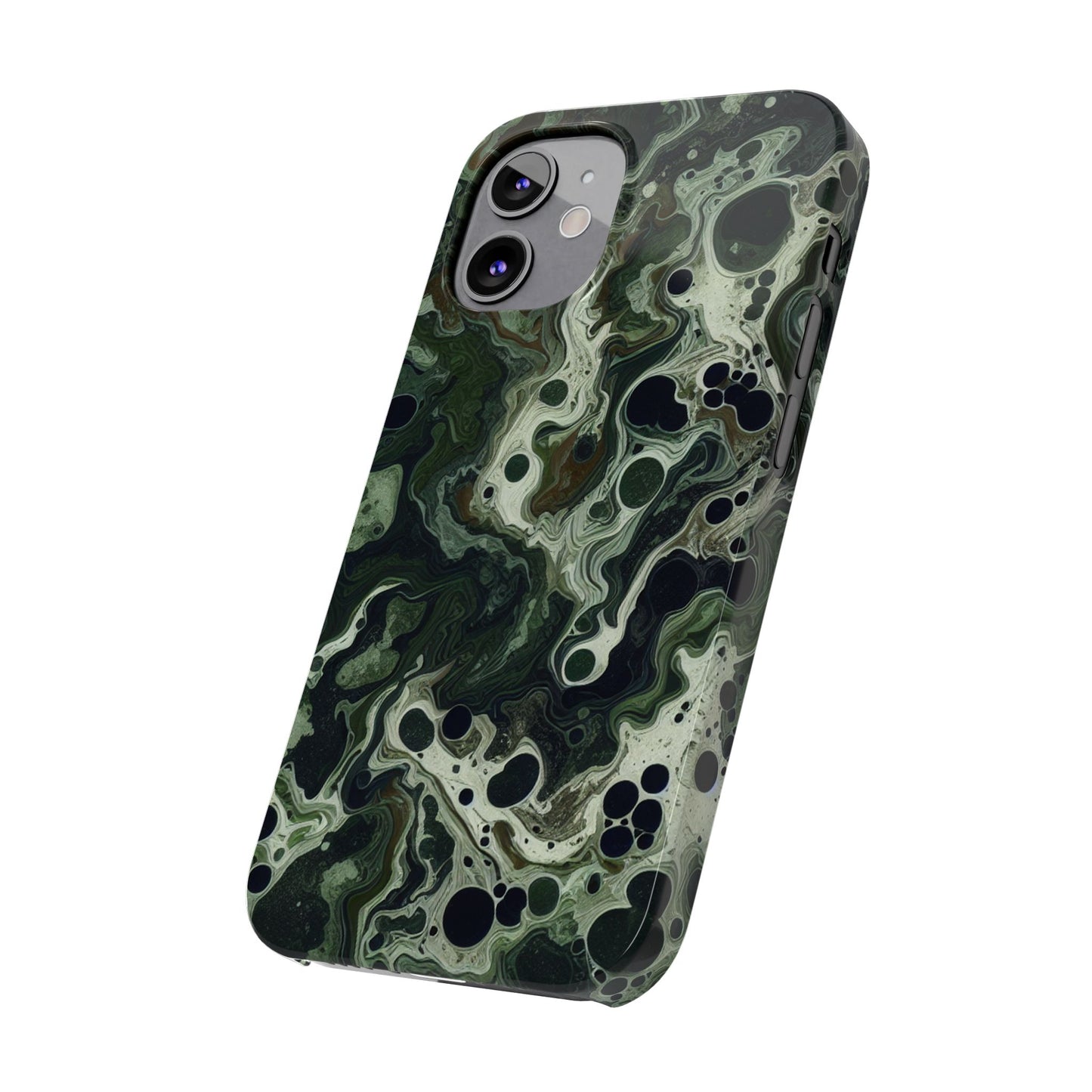 Marbled Green Slim Phone Case - Stylish Protection for Nature Lovers