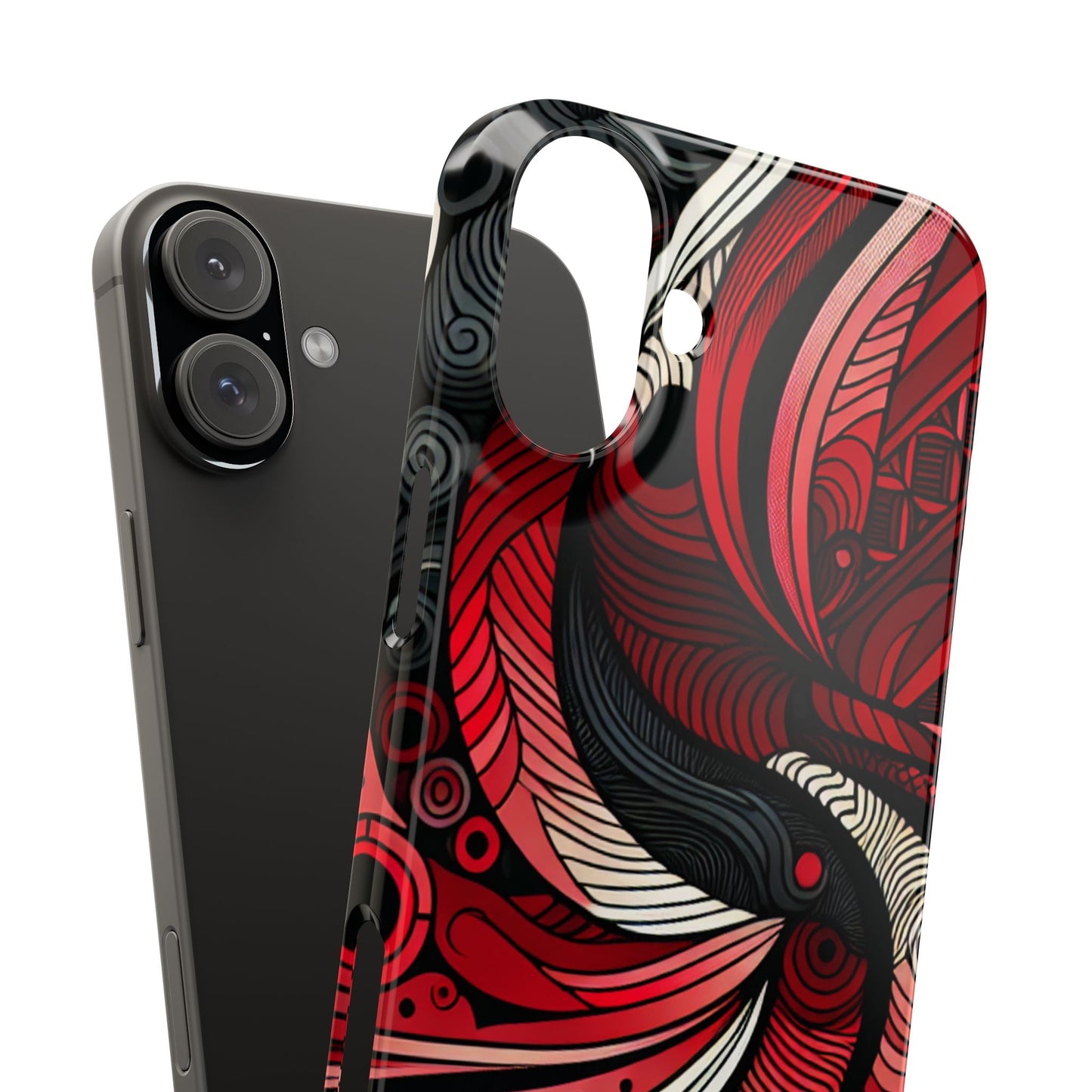 Artistic Red Swirl Slim Phone Case - Trendy Design for Stylish Protection