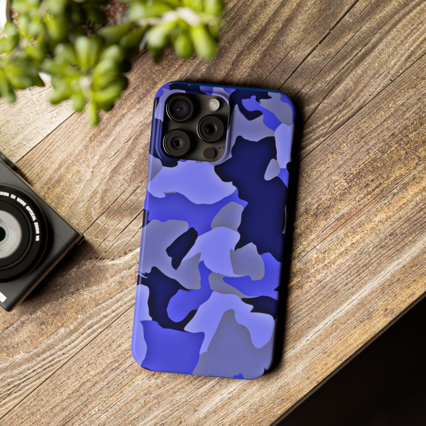 Stylish Slim Phone Case - Blue Abstract Camo Design for Trendsetters