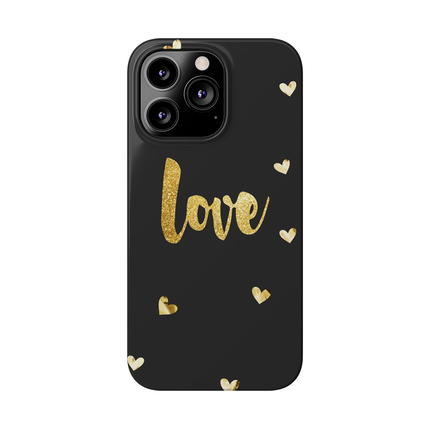 Glitter Love Slim Phone Case - Stylish Black Love Design