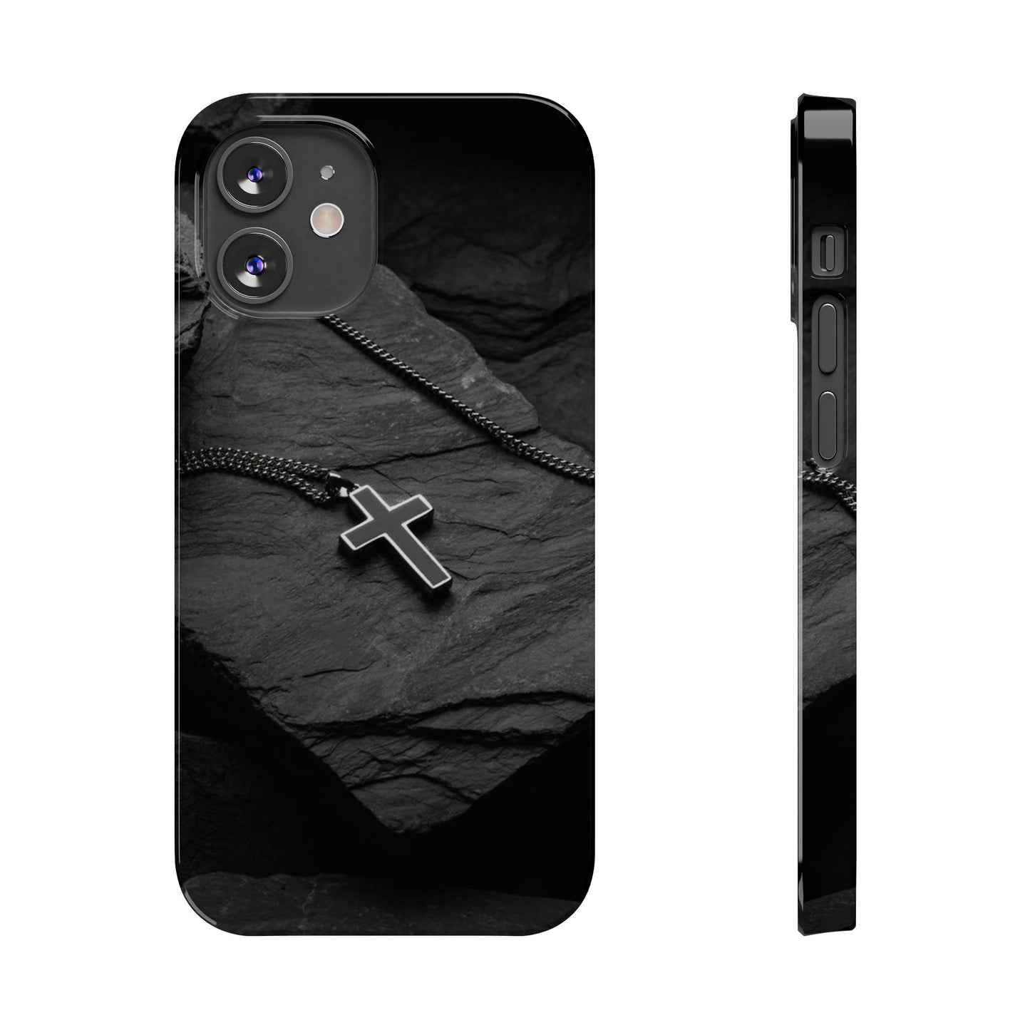 Minimalist Black Cross Slim Phone Case - Stylish & Modern Design