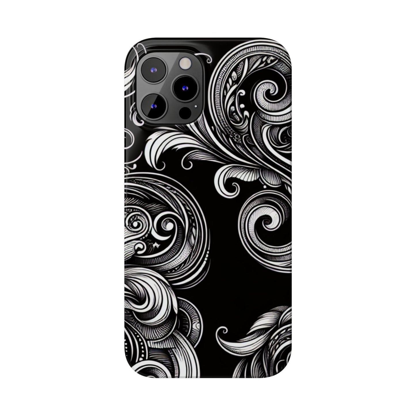 Elegant Black Swirl Slim Phone Case - Artistic Design for All Occasions