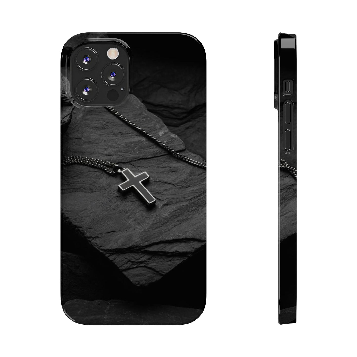 Minimalist Black Cross Slim Phone Case - Stylish & Modern Design