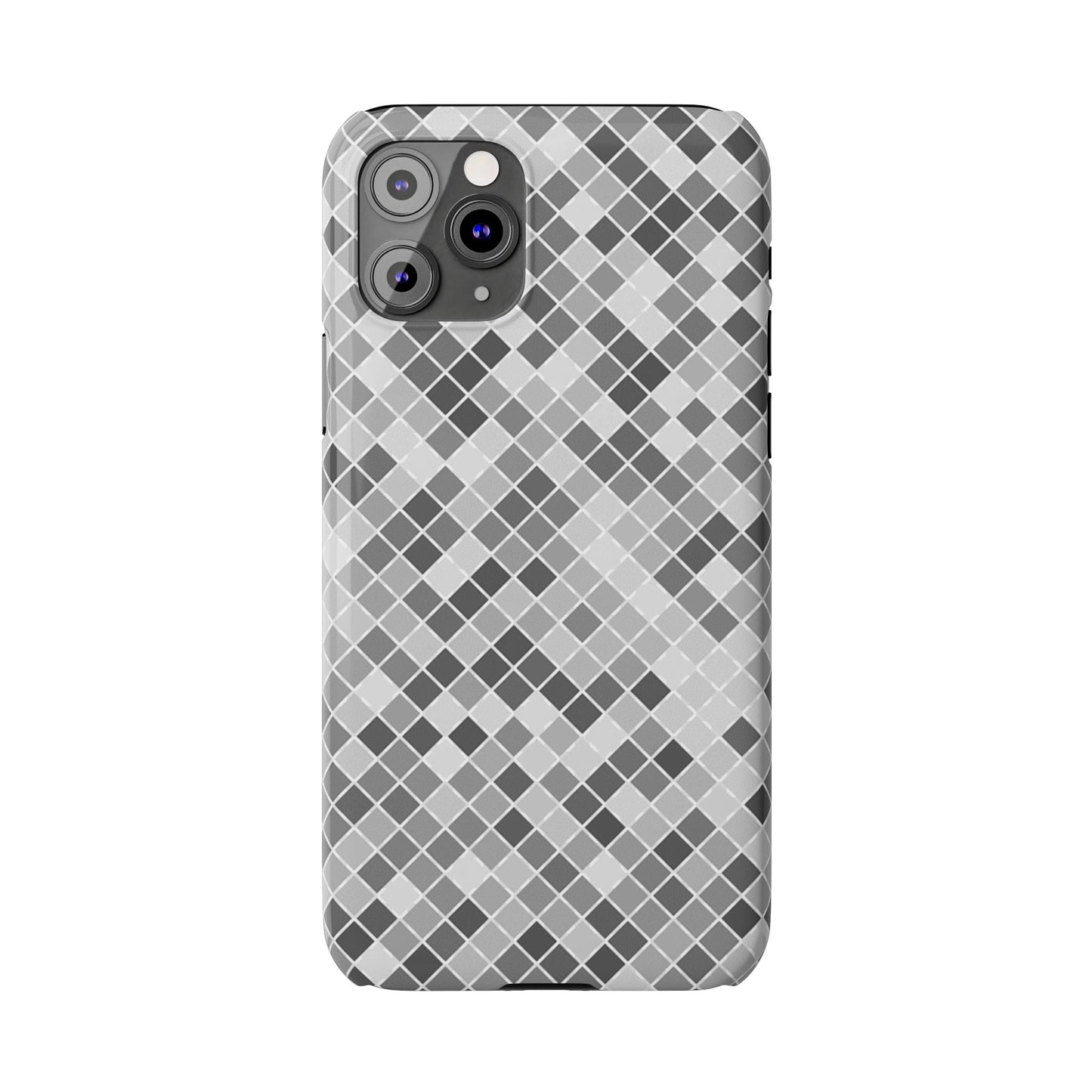 Chic Grey Mosaic Slim Phone Case - Stylish Protection for Modern Lifestyle