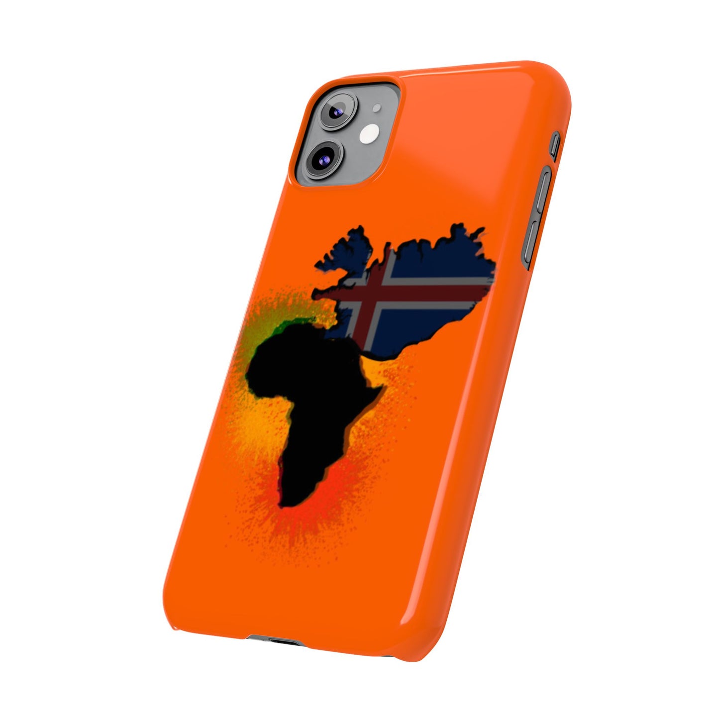 Bold African Map Slim Phone Case with Icelandic Flag