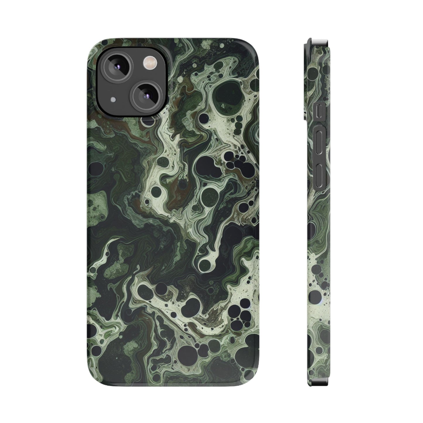 Marbled Green Slim Phone Case - Stylish Protection for Nature Lovers